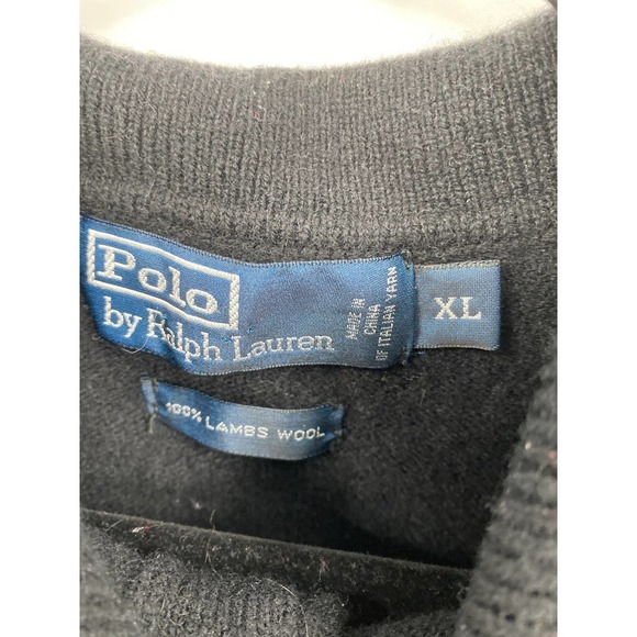 Vintage Polo Ralph Lauren Mens XL Gray Henley 100% Lambs Wool collared sweater - Picture 5 of 5